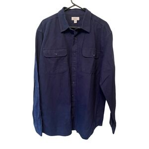 Croft & Barrow NEW Mens Navy Blue 100% Cotton Long Sleeve Flannel Shirt Size XL
